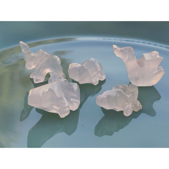 Vintage lot 5 Miniature Carved quartz Animals Turtle, Alligator, duck, elephant, - Picture 1 of 9